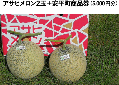 アサヒメロン２玉＋安平町商品券（5,000円分）